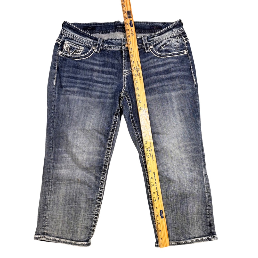 Vigoss The New York Capri Jeans Womens 16 Medium Wash Embellished Pocket Stretch - Picture 11 of 13